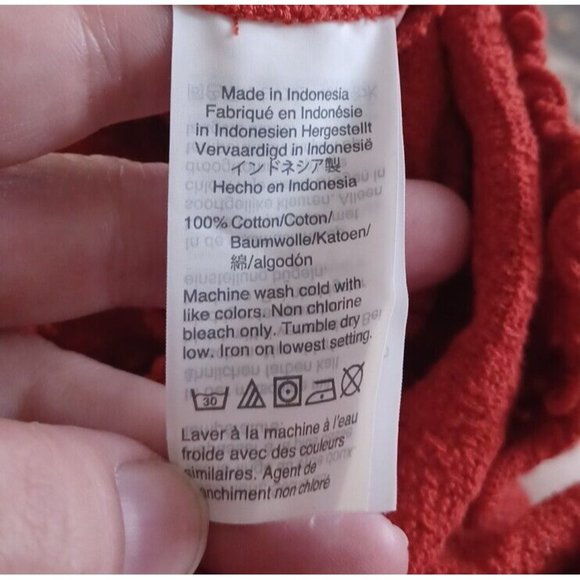 MADEWELL Sz S Frill Smock Textured Drawstring Top Round Neck Cotton Minimalism - Picture 15 of 15